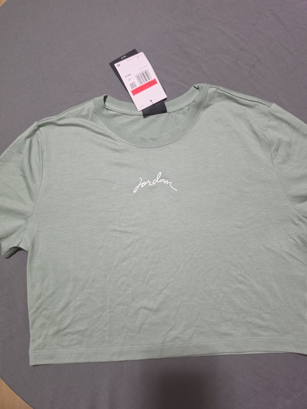 Jordan Mint Green Cropped Tee with White Script